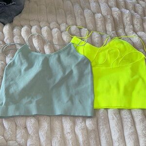 Two stretchy large extra large bra let’s seafoam neon green/yellow